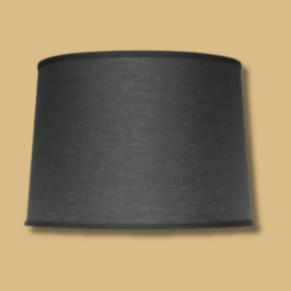 Large Black Linen Drum Shade