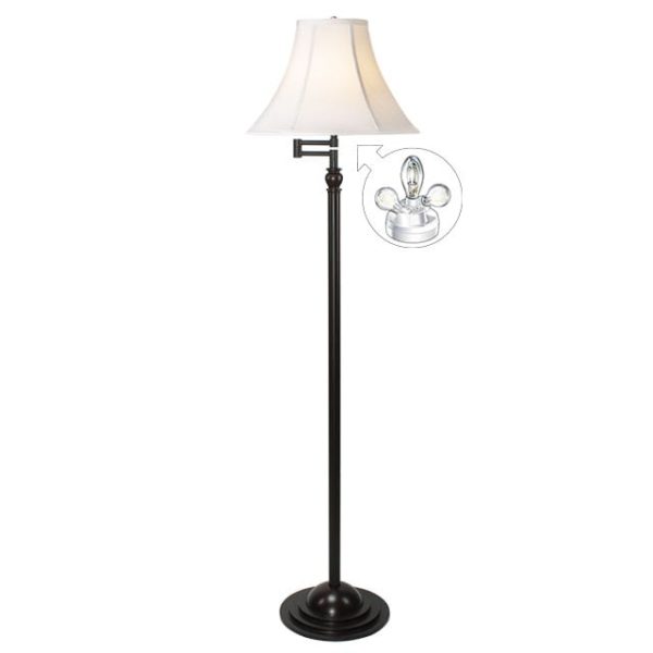 Microsun Art Deco Swing Arm Floor Lamp with Bell Shade