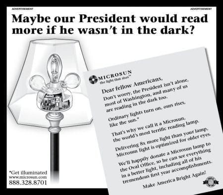 Microsun Lamps ad in Washington Post Feb 16, 2018